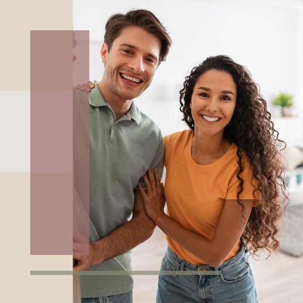 Couple opening a door