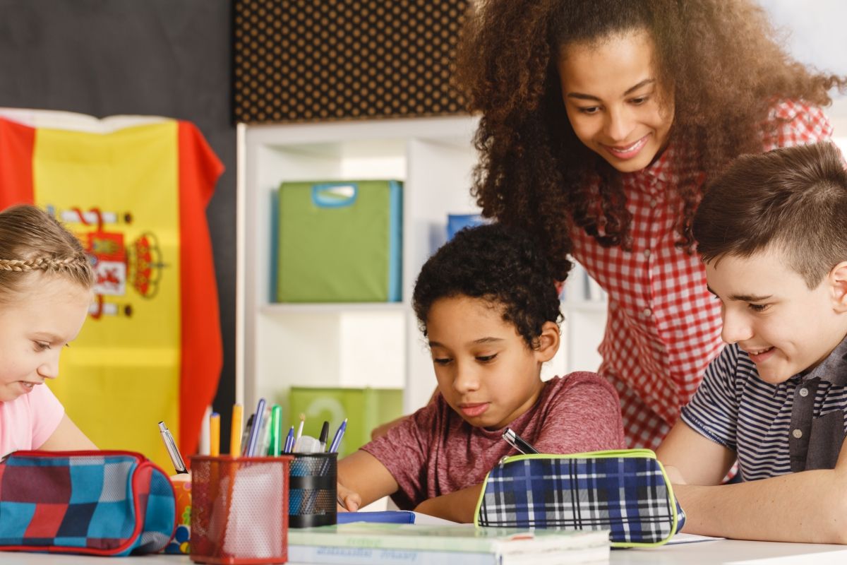 A teacher observing her students.