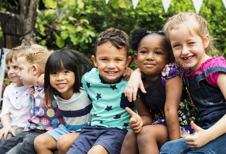 Children hanging out at school.