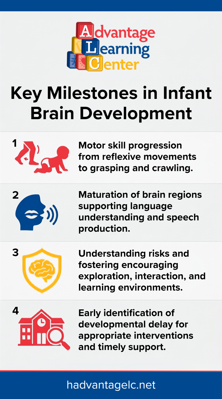 Key Milestones in Infant Brain Development Infographic