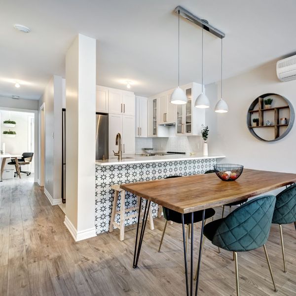 kitchen and dining room in an apartment