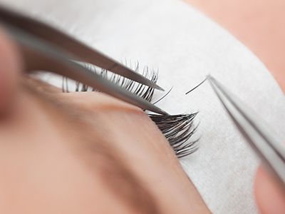 Image of eyelash extensions being applied