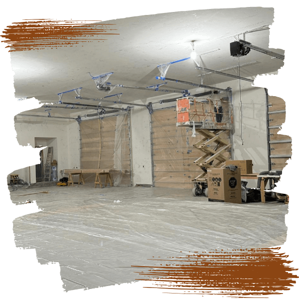 drywall being installed on ceiling