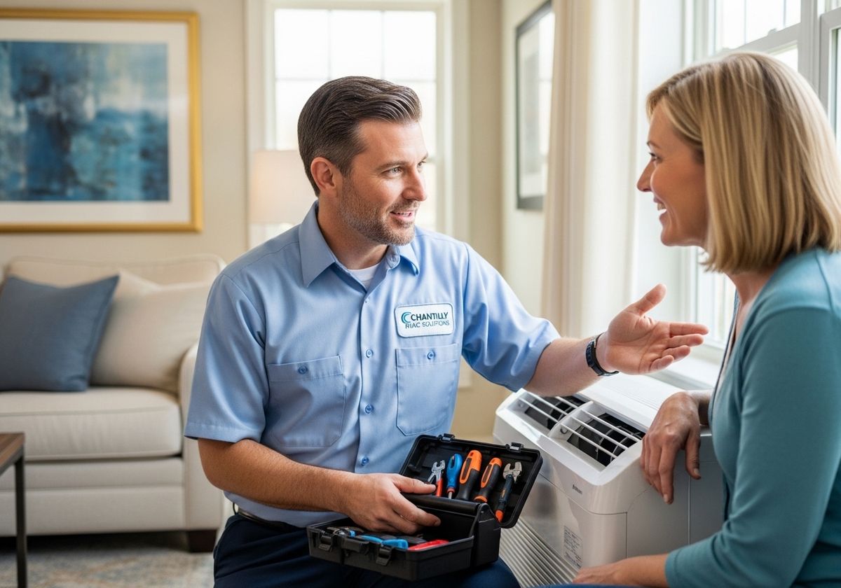 HVAC technician consulting with a client