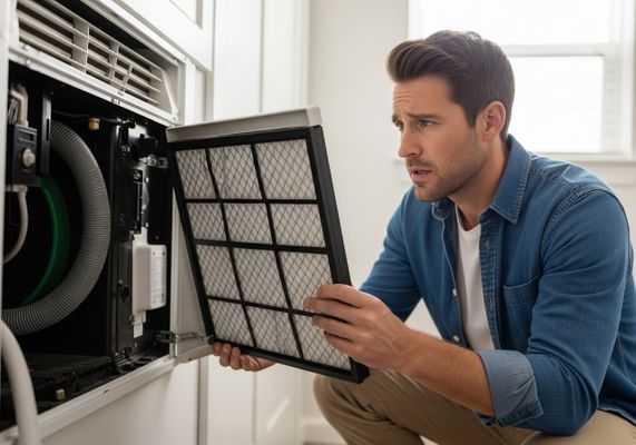 Man Inspecting HVAC Filter