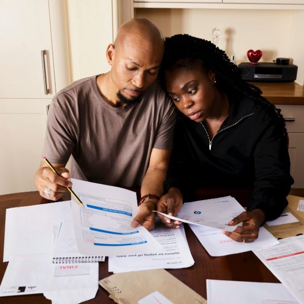 couple looking over bills