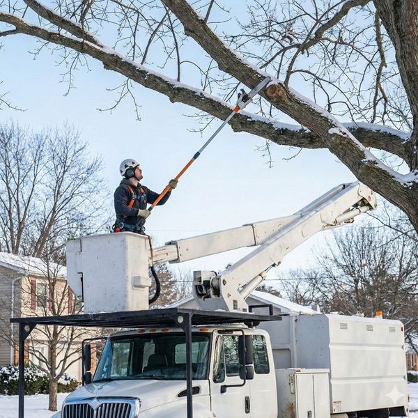 professional arborist is hard at work