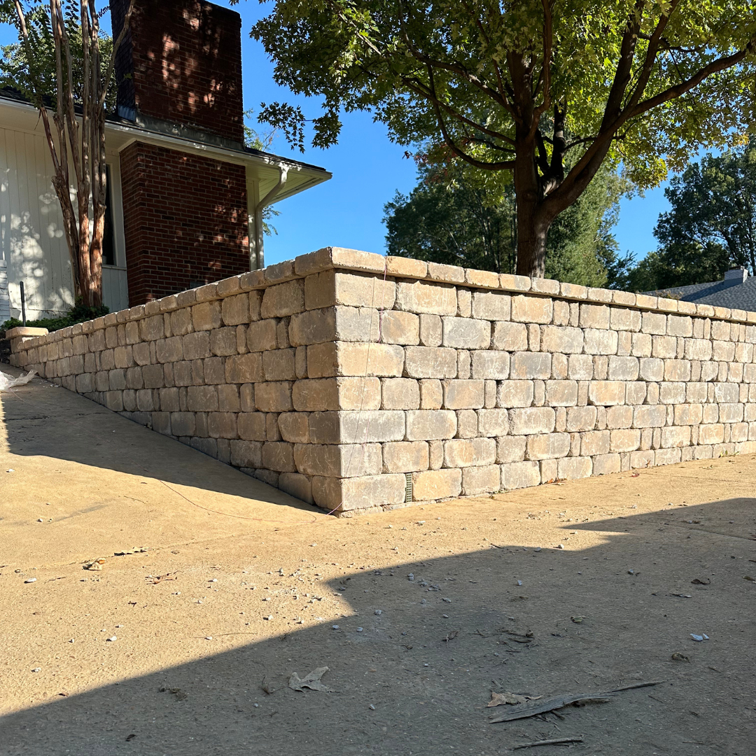 finished concrete brick retaining wall 