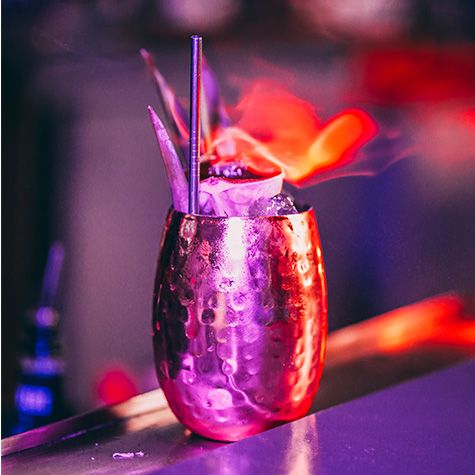 fancy cocktail on fire