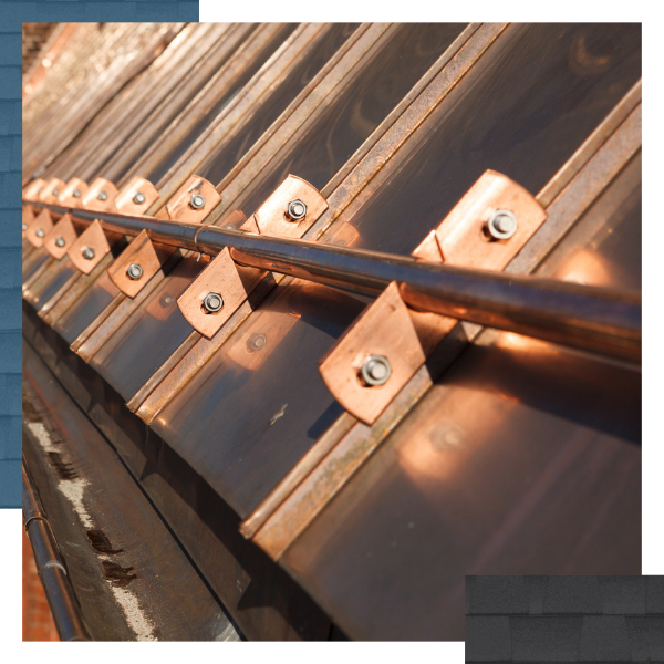 close up of a copper roof
