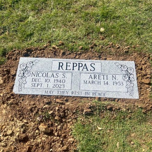 custom grave marker with floral design