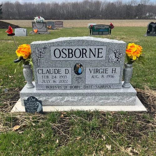 headstones with floral decorations