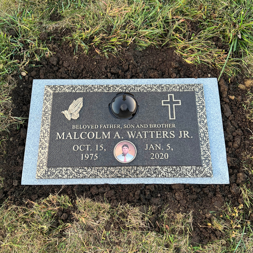 custom black and gold headstone