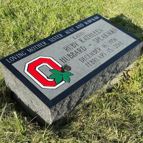 custom engraved headstone with The Ohio State University logo