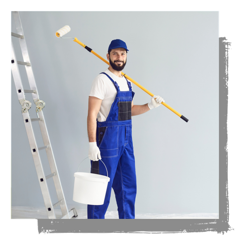 painter holding a long brush