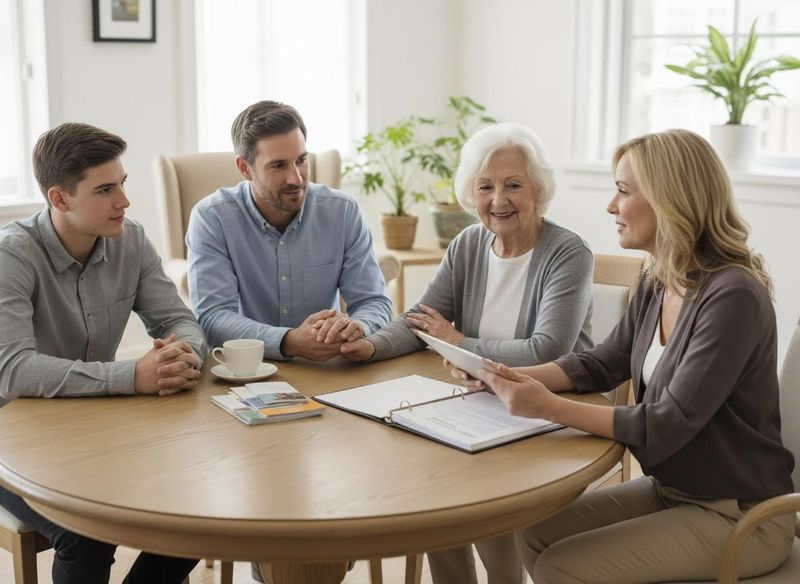 Multigenerational family meeting with a female advisor