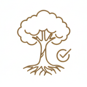 Gold icon of a leafy tree with deep roots and a checkmark, symbolizing the root-cause approach of functional medicine for long-term health and vitality. Gold icon of a leafy tree with deep roots and a checkmark, symbolizing the root-cause approach of functional medicine for long-term health and vitality.