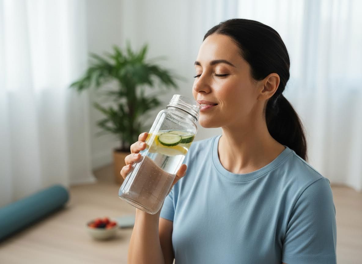 Woman enjoying infused water