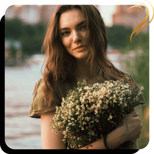 woman holding flowers