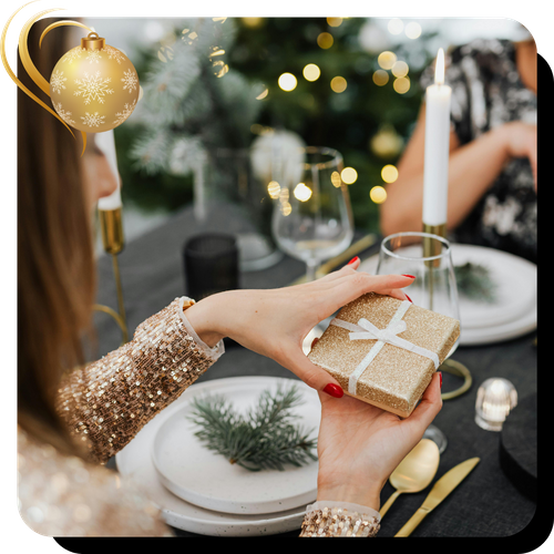 woman opening a gift card