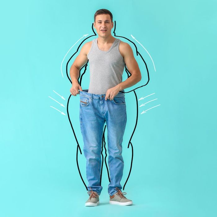 healthy man in obese outline