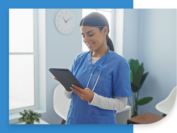 image of a nurse using a tablet