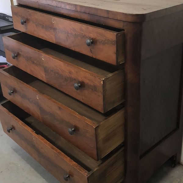 dresser with open drawers