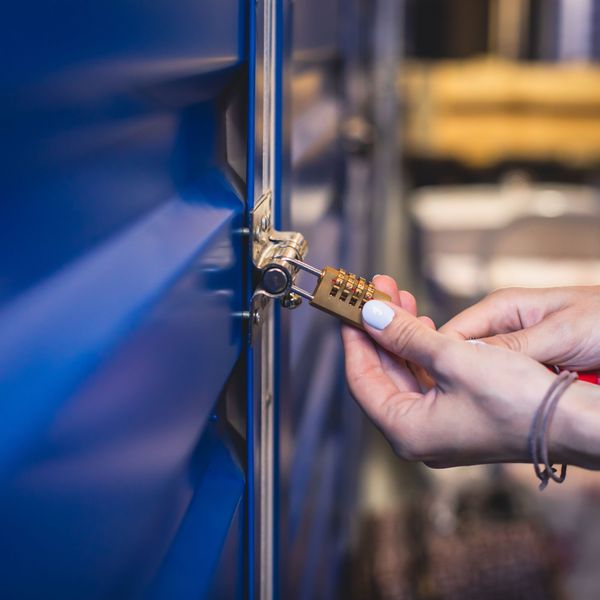 person unlocking their storage unit