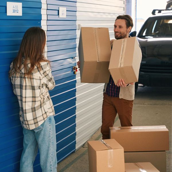 Easy and convenient drive-up access to a row of self-storage units.
