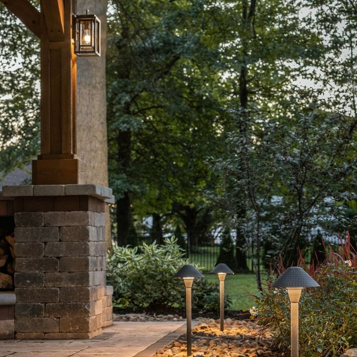 Lights leading up to a porch