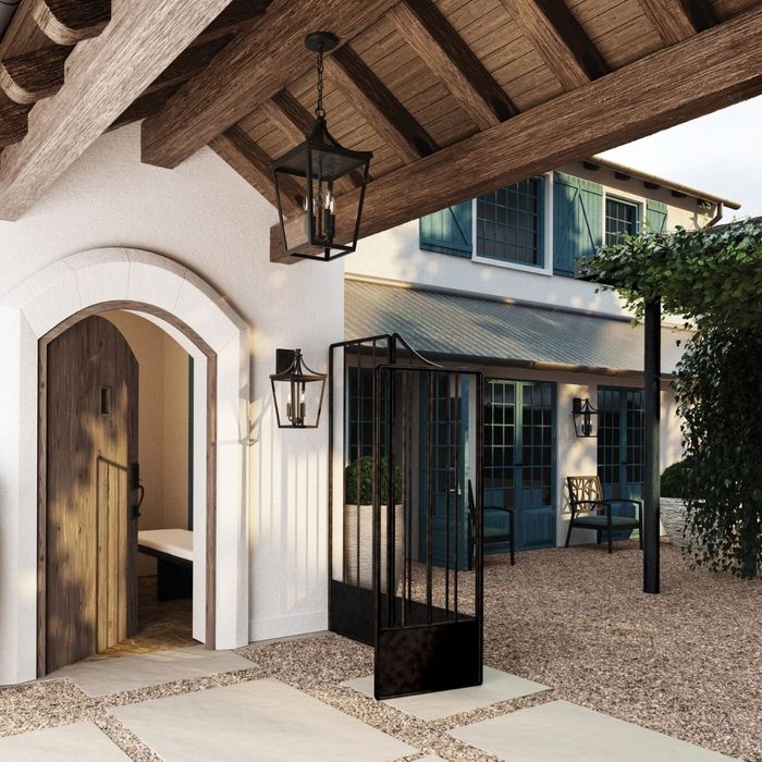 Image of unique lights on a front porch