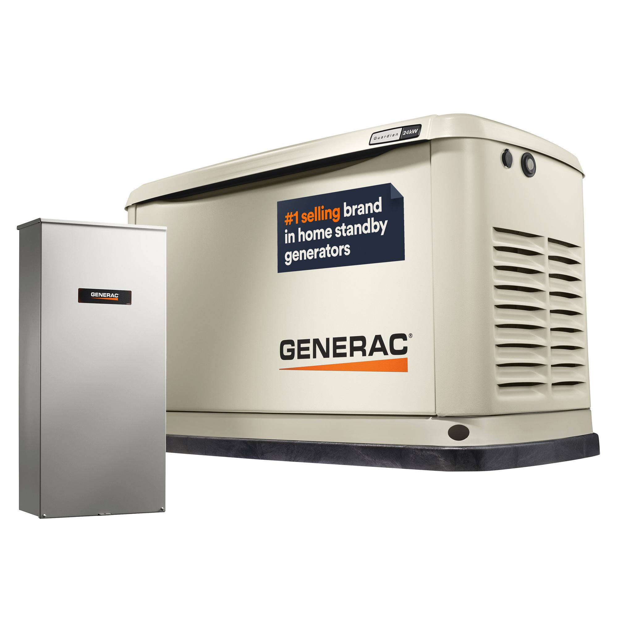 Generac Guardian 24kW Standby Generator + 200A Transfer Switch