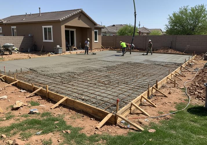 concrete foundation being poured