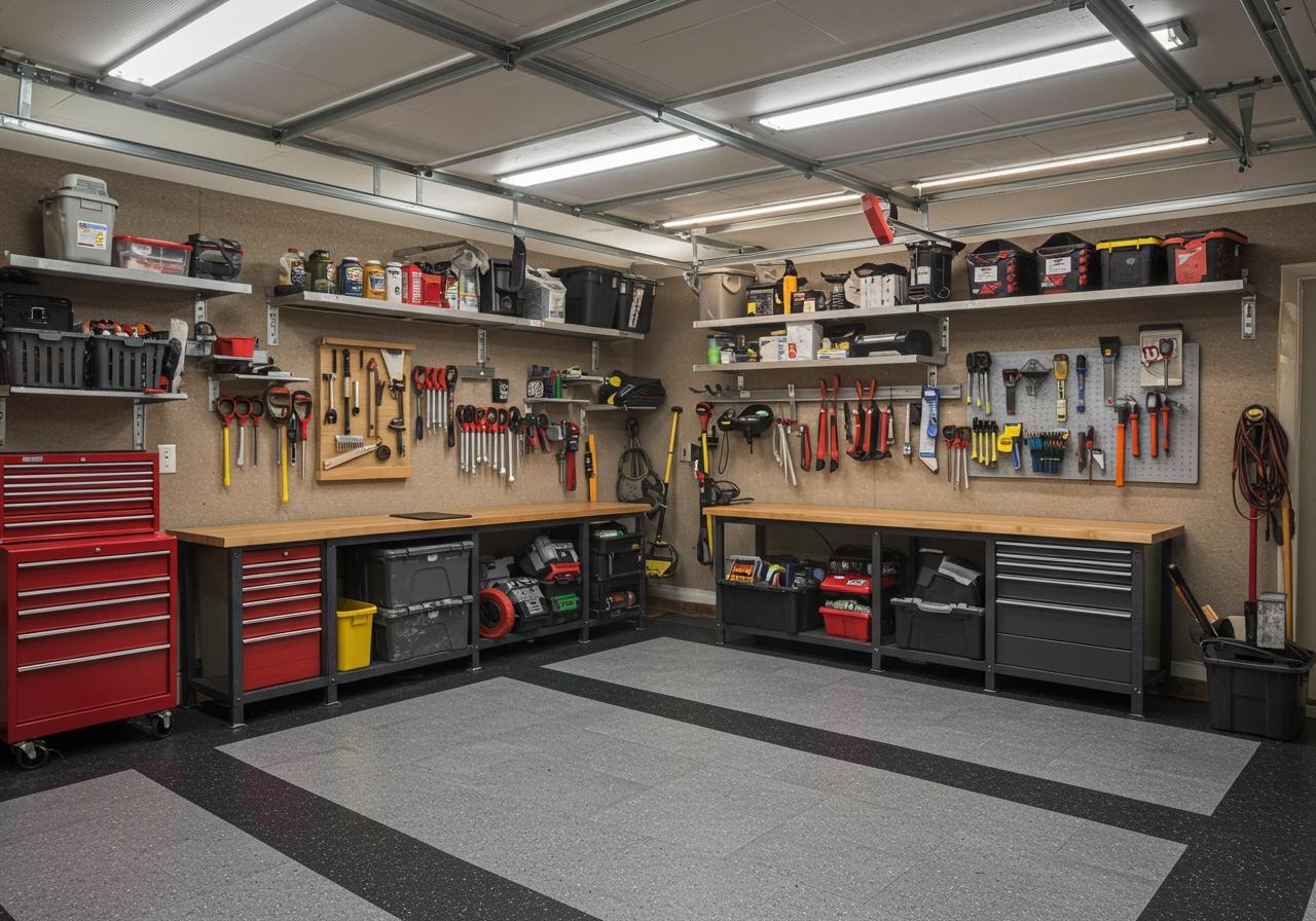 Home Garage with Workbench