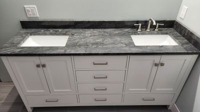 partially-finished double sink vanity