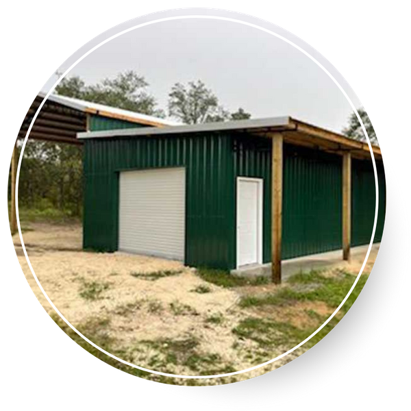 green metal building