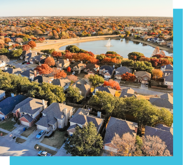 aerial view of Flower Mound neighborhood