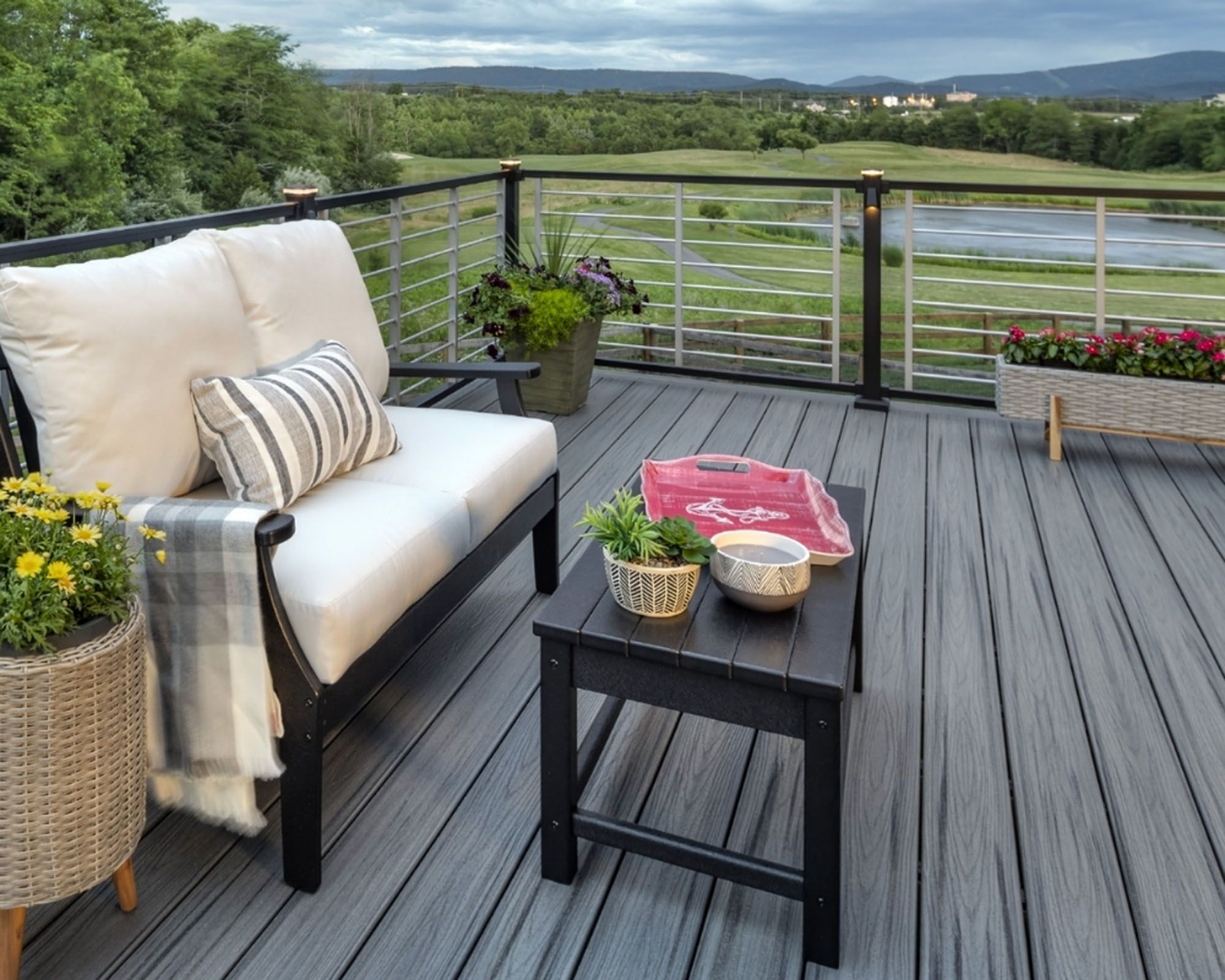 composite deck with nice patio furniture