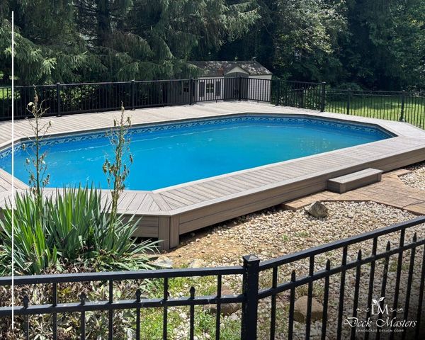 octagonal deck around pool