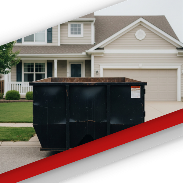 residential dumpster rental in driveway