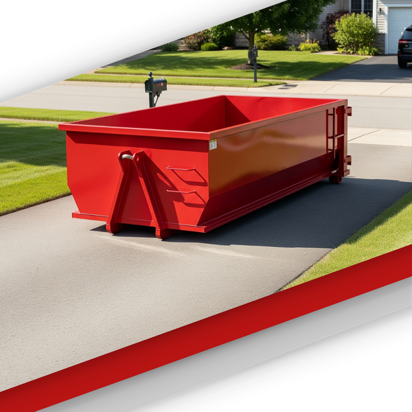 clean dumpster in driveway