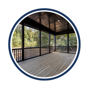 A deck on the back of a home