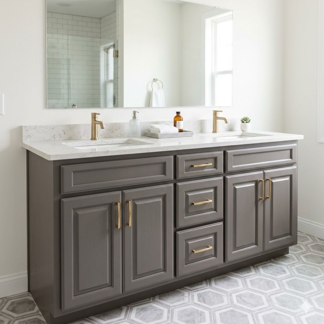 Cabinet's in a home's bathroom