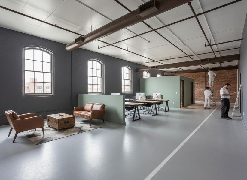 Modern Industrial Open-Plan Office Space