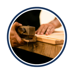 A close up of a carpenter working