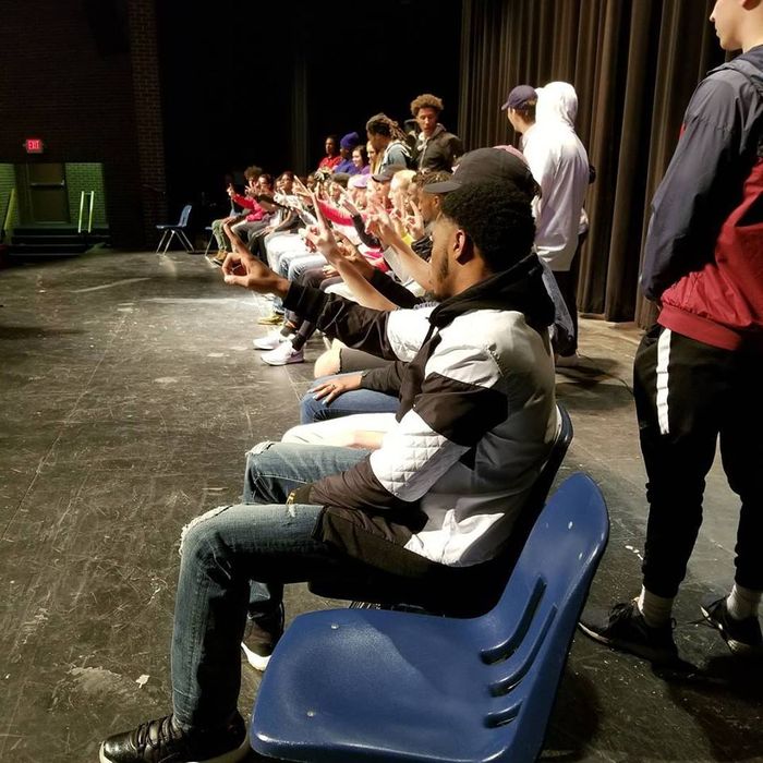 Participants on stage at one of Randy's Live Shows