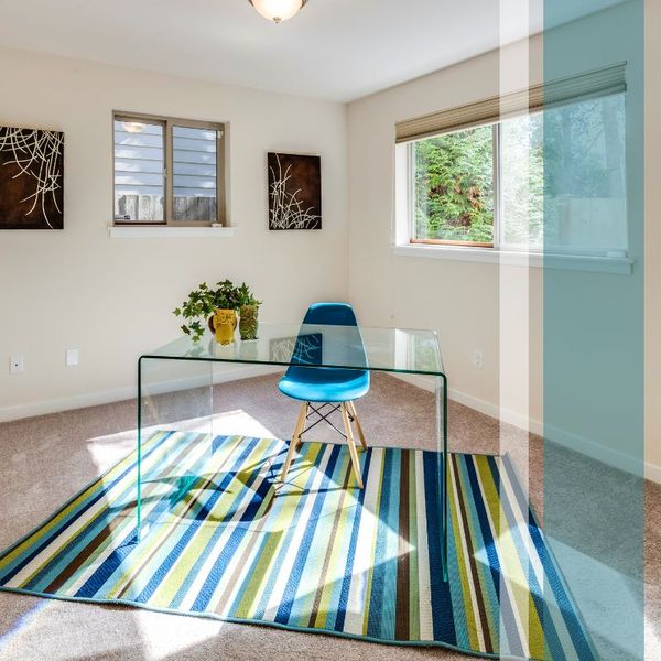 Glass table used as a desk