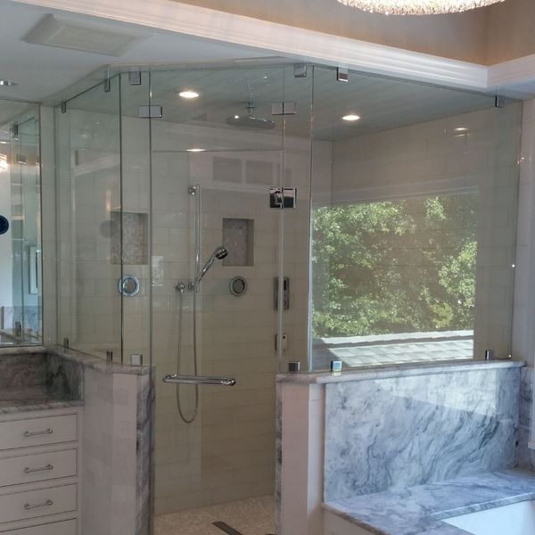 Shower with glass door