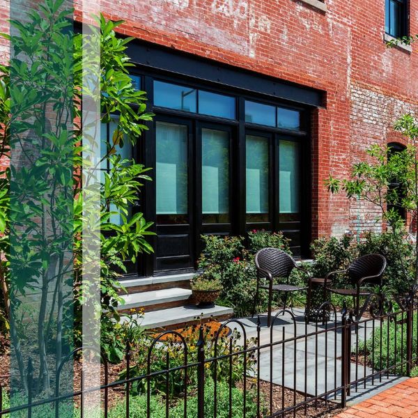 Business front with glass windows and doors