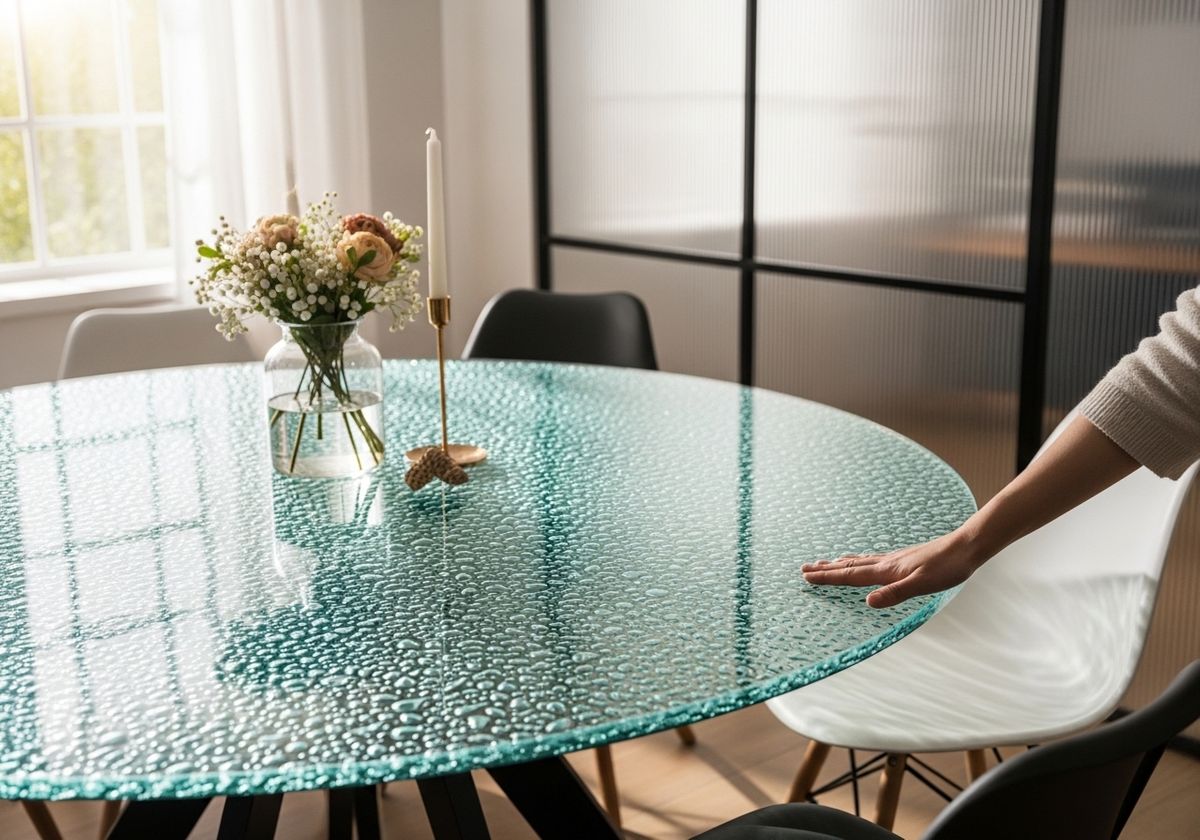 Elegant Dining Room with Textured Glass Table